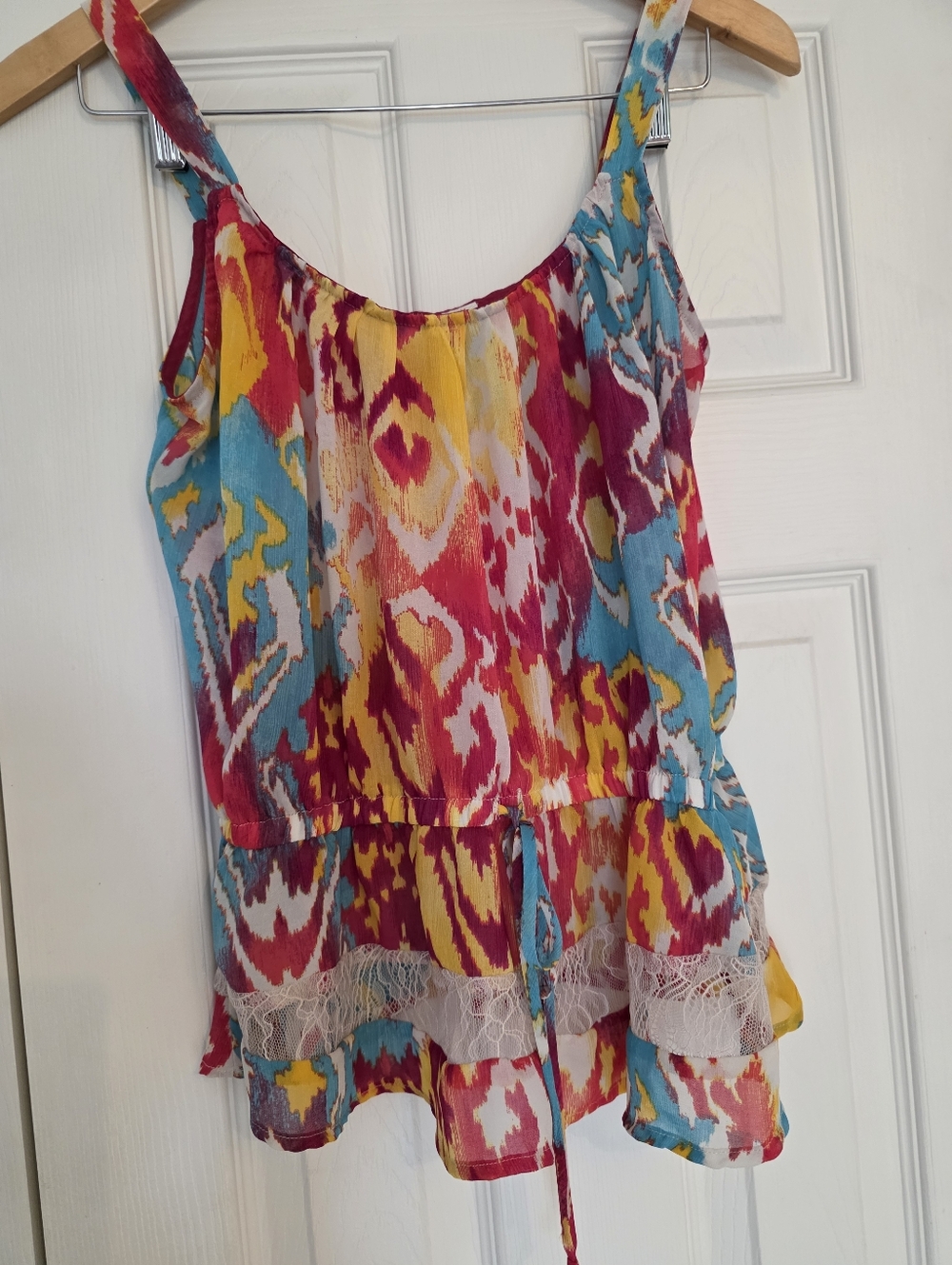 Margot & Sebastian Multicolor Printed Sleeveless Top - Bright Ikat Pattern